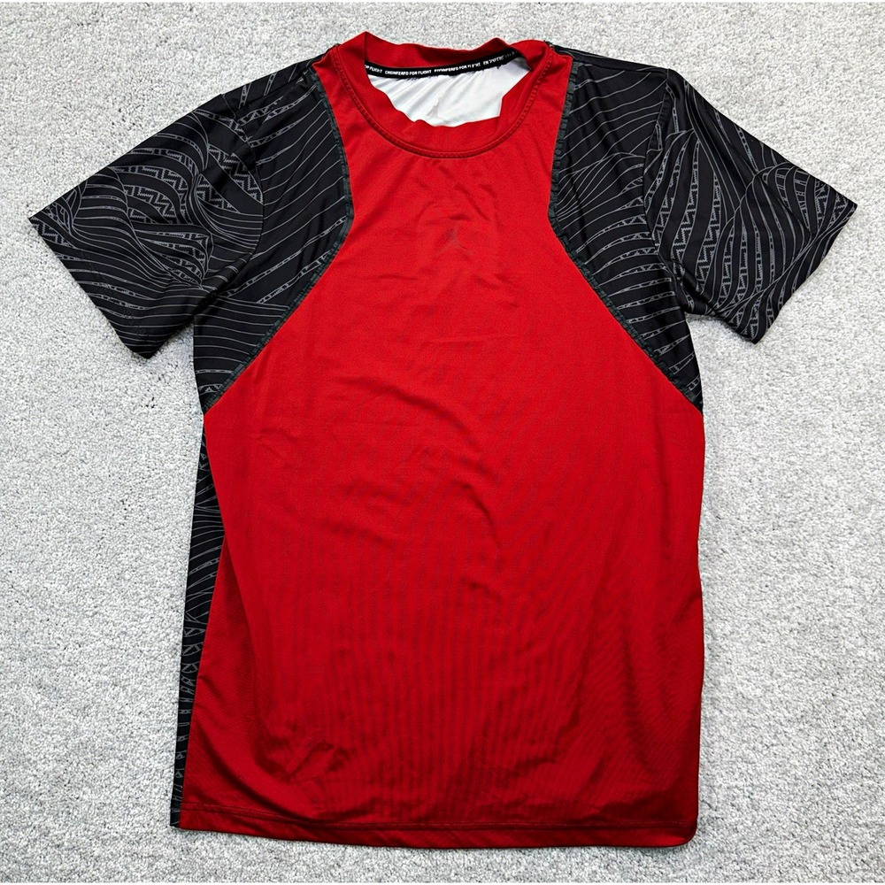 Jordan Brand Dri-FIT Mens Athletic T-Shirt Red Black Graphic Short Sleeve Size L